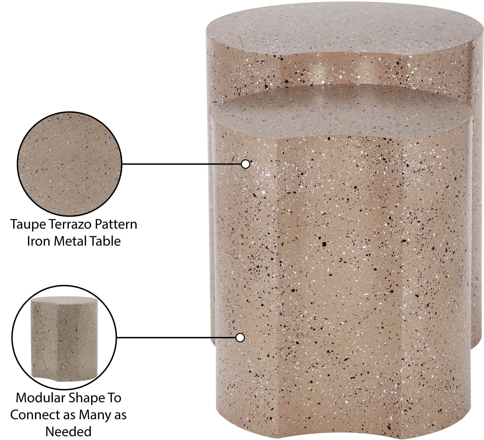 Dimple - Modular End Table - Terazzo Finish