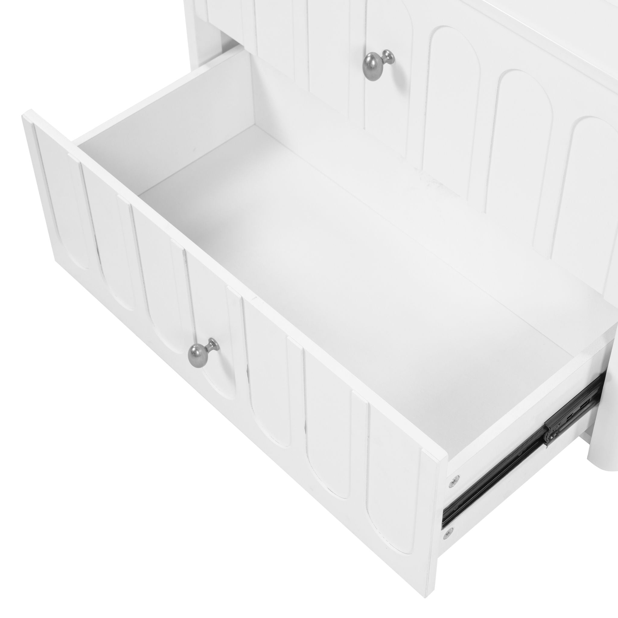 Floating Bathroom Vanity With Oval Knobs & Round Edge, Soft Close Drawer Slides