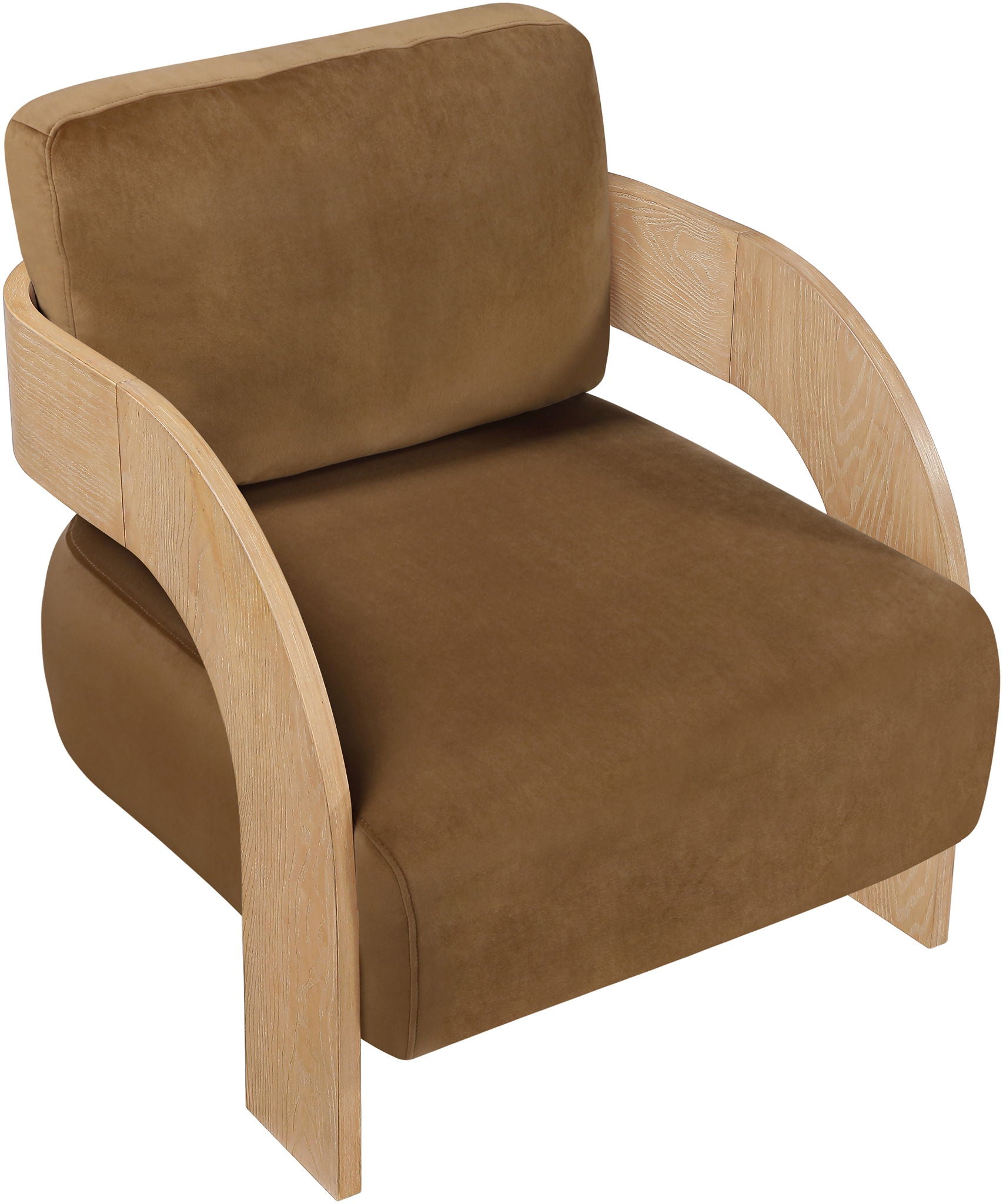 Cedra - Velvet Performance Fabric Upholstered Accent Chair - Natural Frame