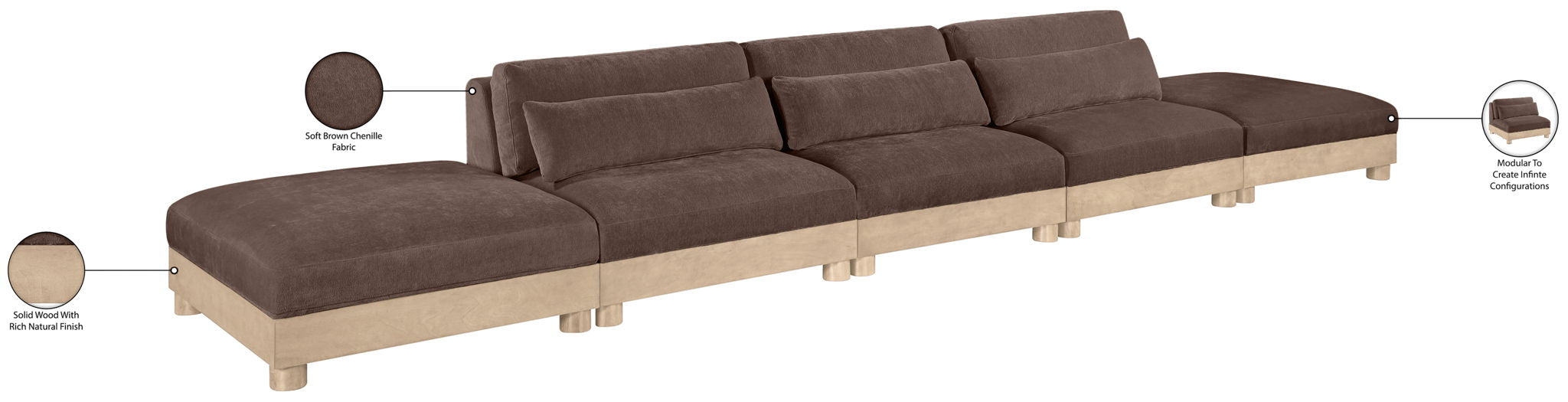 Turin - Chenille Fabric Upholstered Modular Sectional - Brown