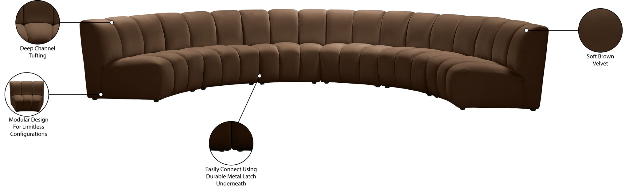 Infinity - 6 Piece Velvet Modular Sectional
