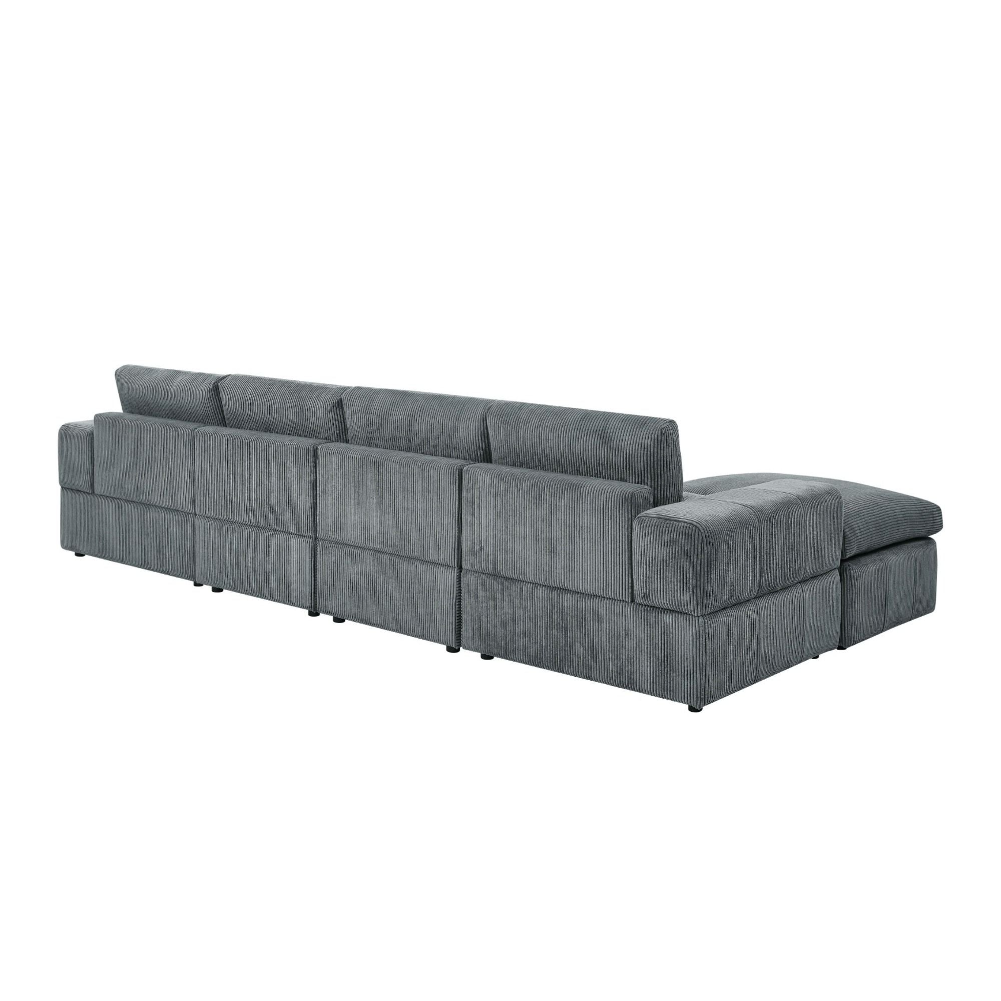 Upholstered Sectional With 2 Ottomans Living Room Seating - Dark Gray