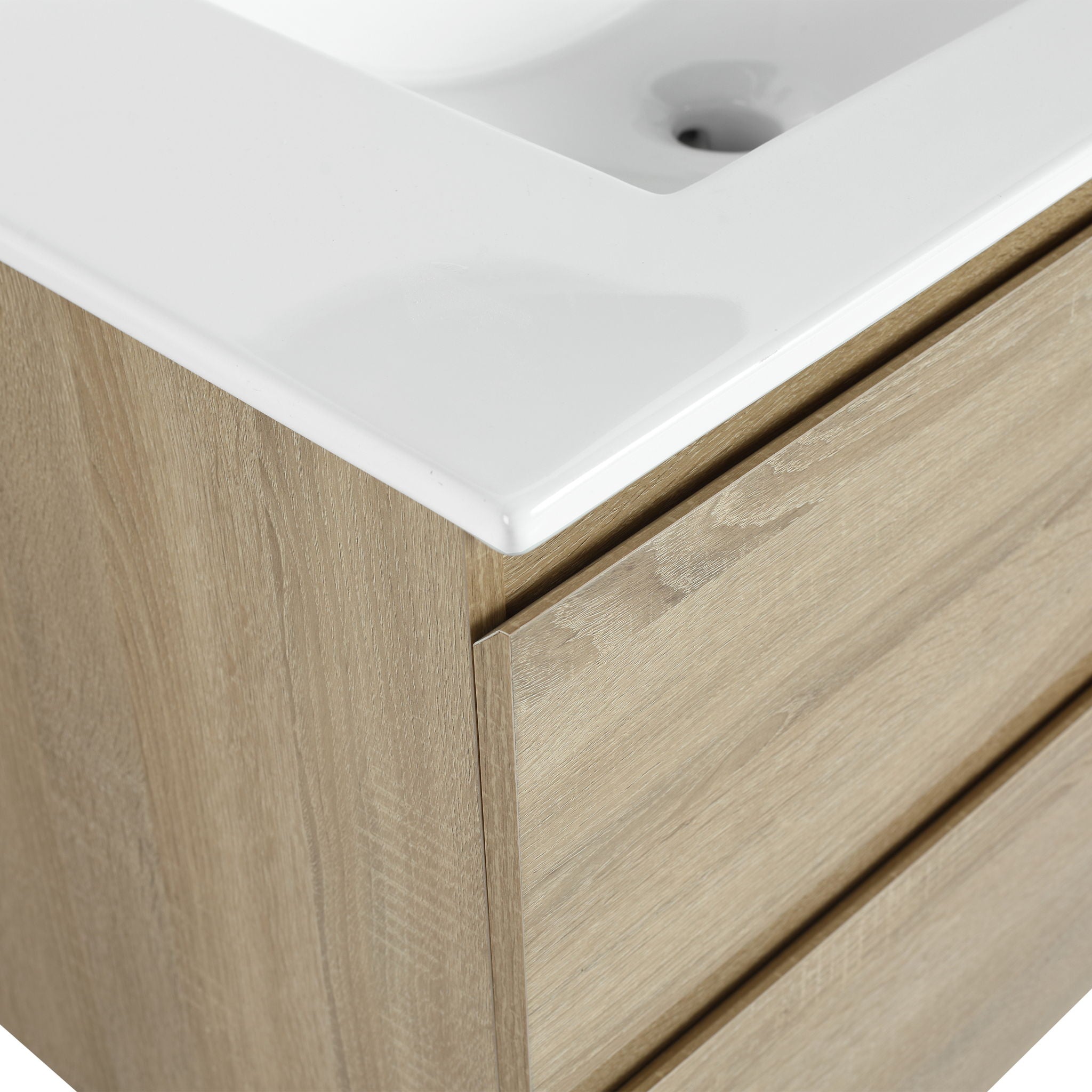 Wall Mounted Bathroom Vanity & Sink, 2 Soft Close Drawers