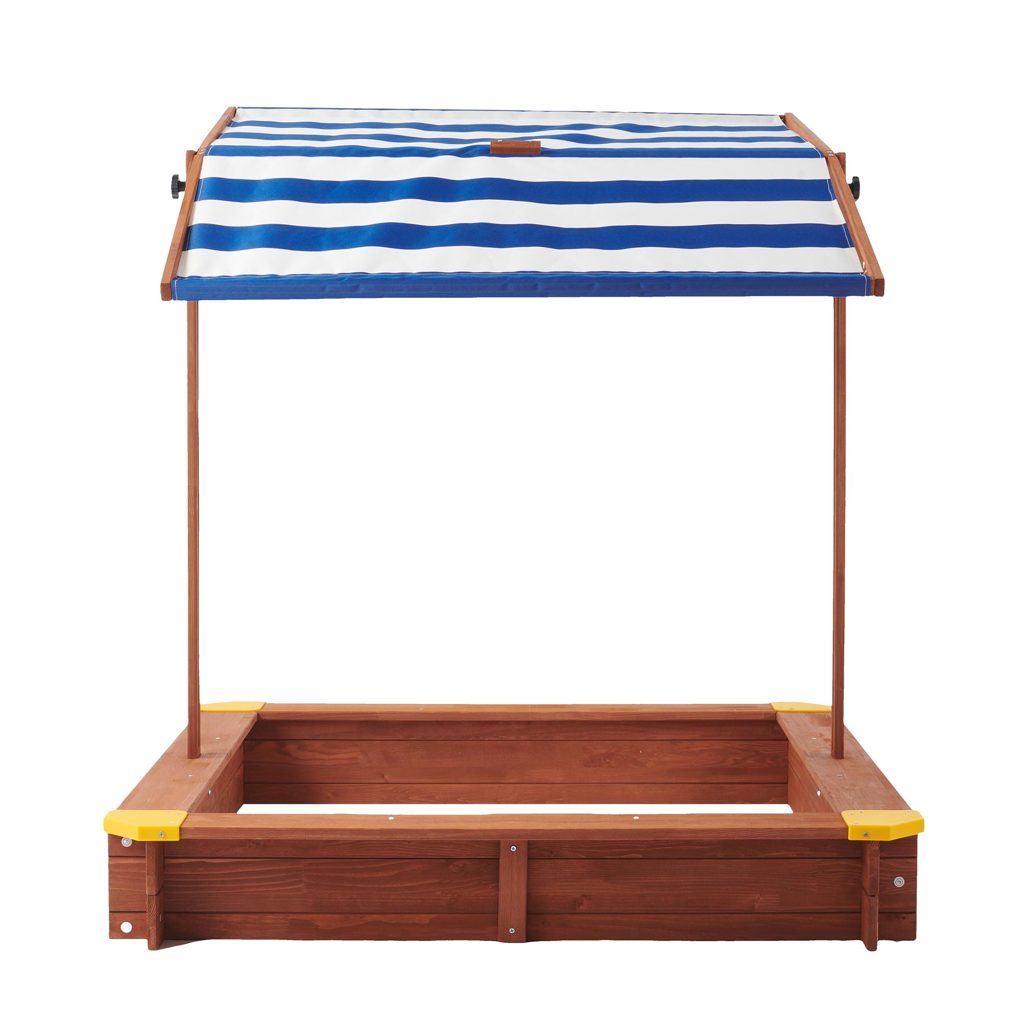 Kids Sandbox With Cover, Sand Box With Adjustable Canopy, Large Outdoor Cedar Sandpit For Backyard Play - Reddish Brown