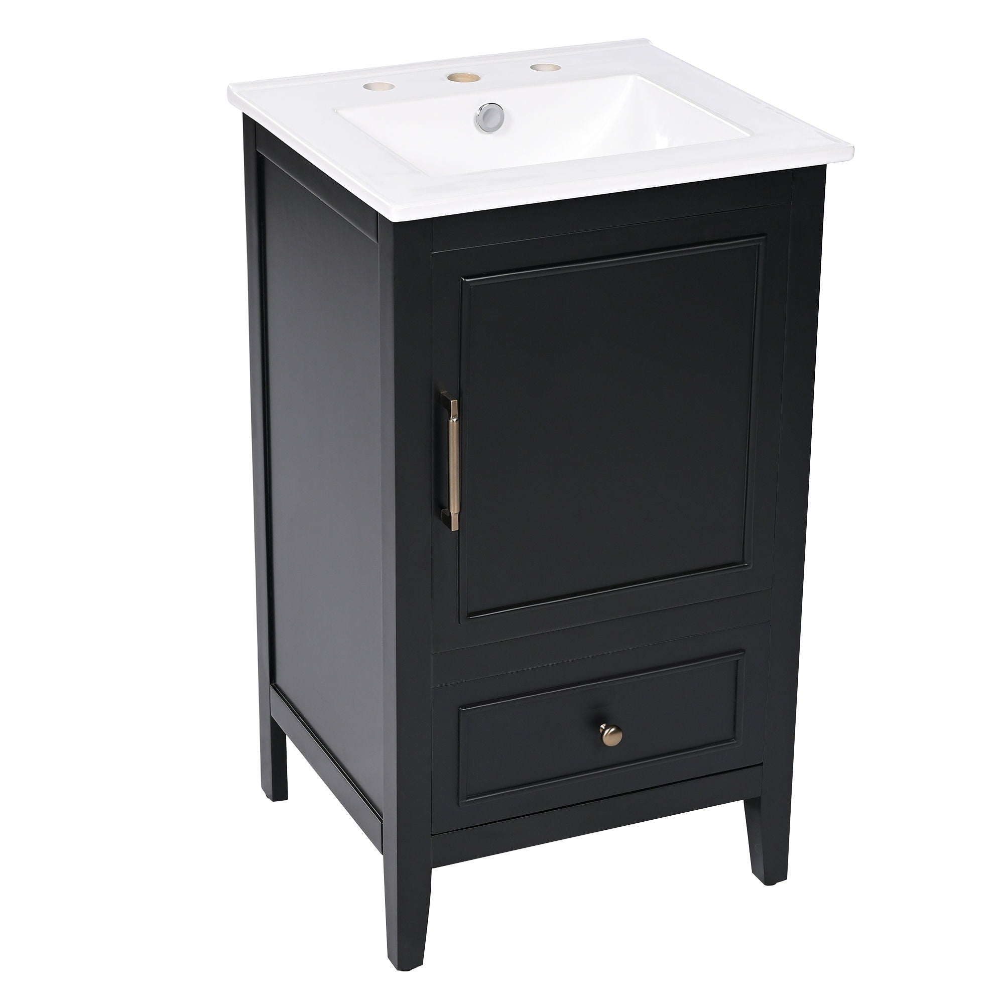 Modern Bathroom Vanity With Sink, Cabinet Storage, Drawer & Adjustable Feet