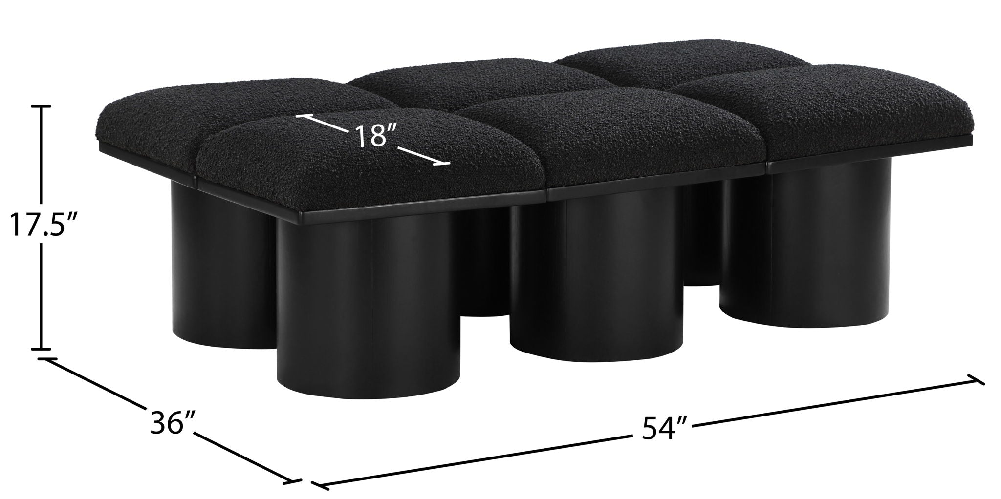 Pavilion - 6 Piece Modular Bench With Black Base