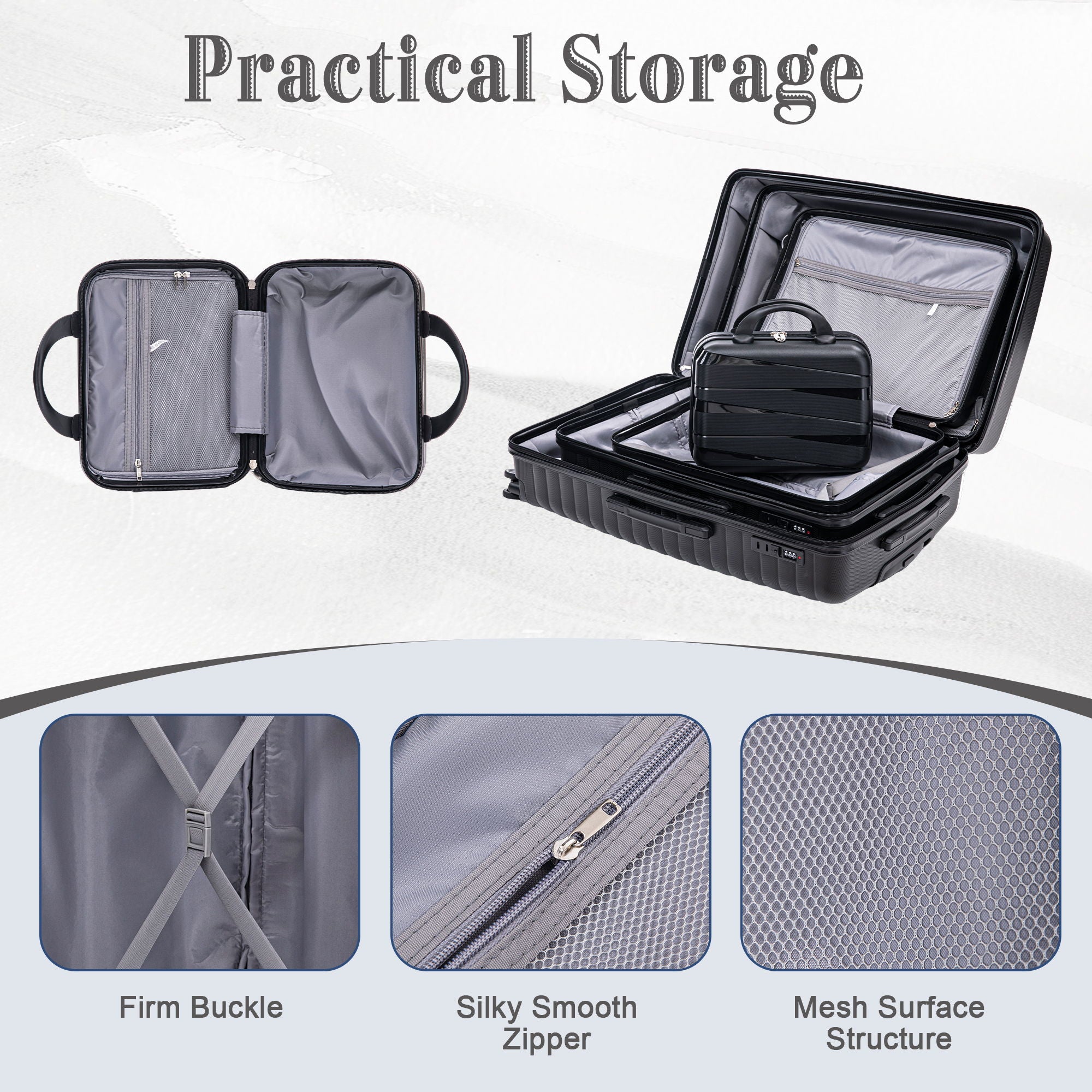 4 Piece Luggage Set, Combination Lock