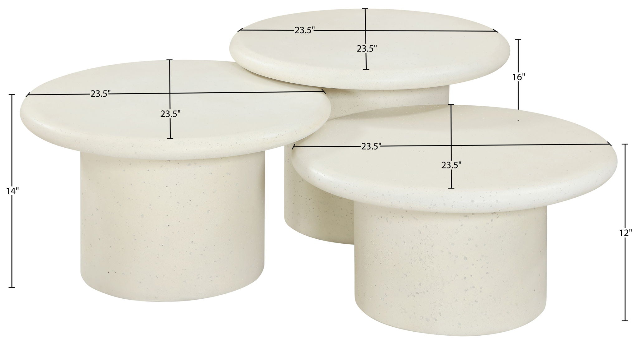 Emara - 3 Piece Concrete And Fiberglass Indoor / Outdoor Coffee Table