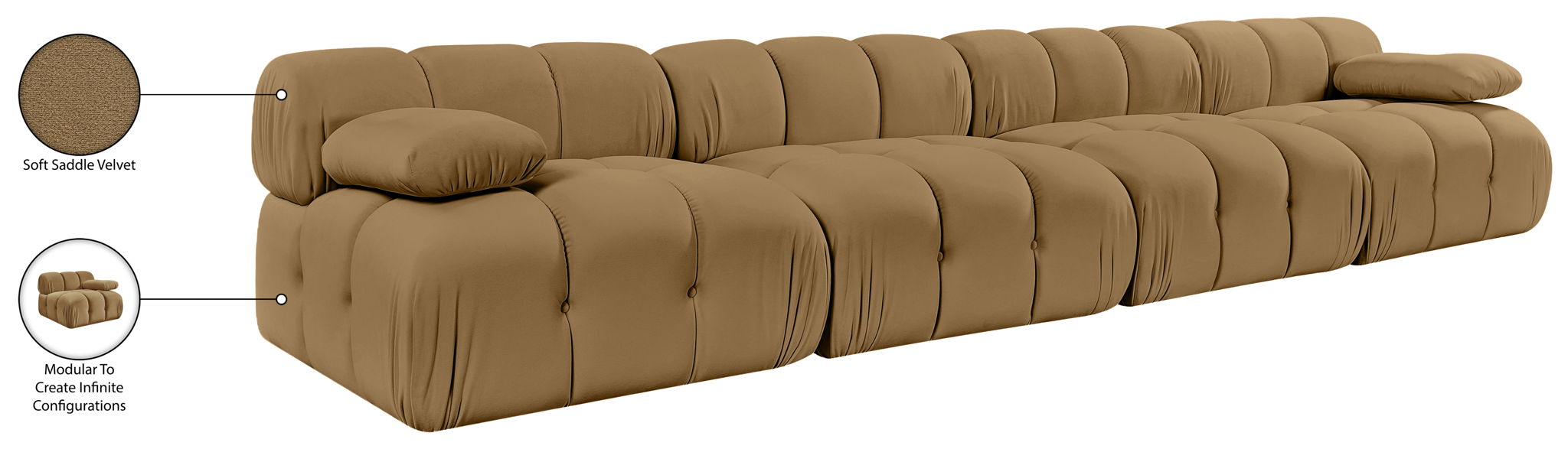 Orin - Velvet 4 Piece Modular Sofa