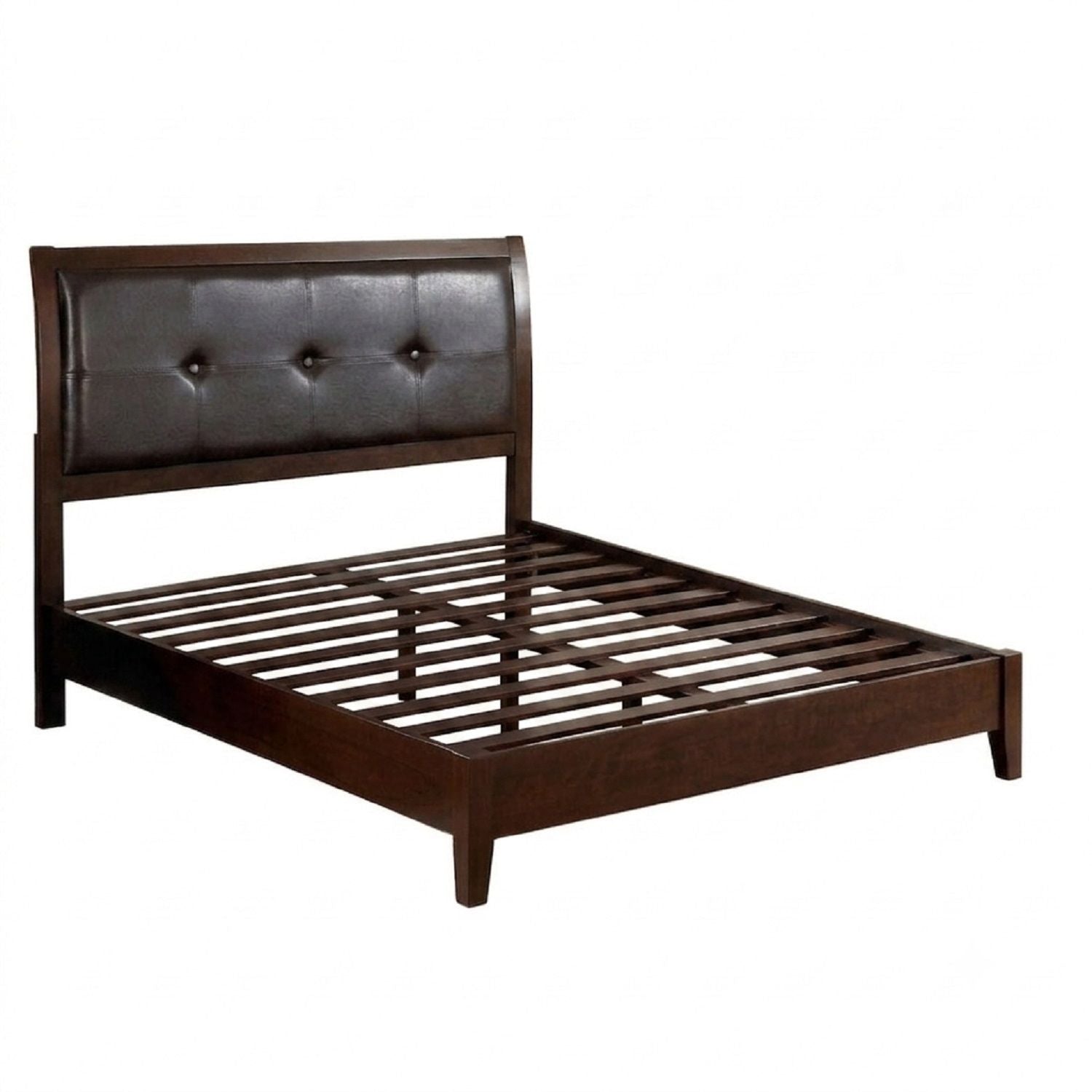 Eastern King Bed With Button Tufted Headboard - Brown