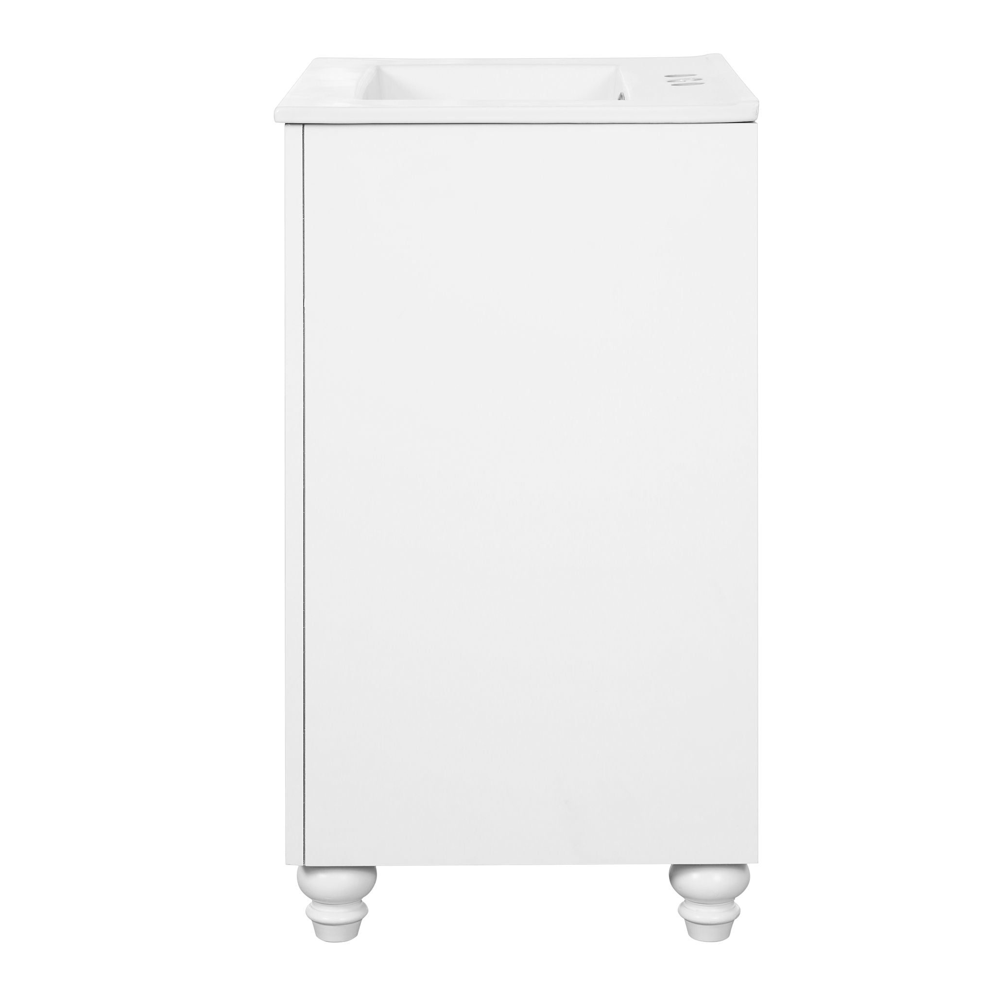 Bathroom Vanity With Ornate Elliptical Motif, Soft Close Hinges