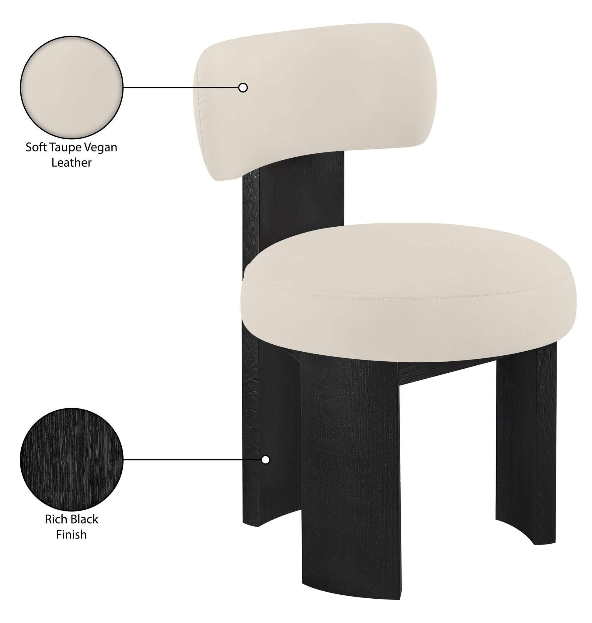 Atelier - Vegan Leather Upholstered Dining Chair (Set of 2) - Taupe / Painted Black