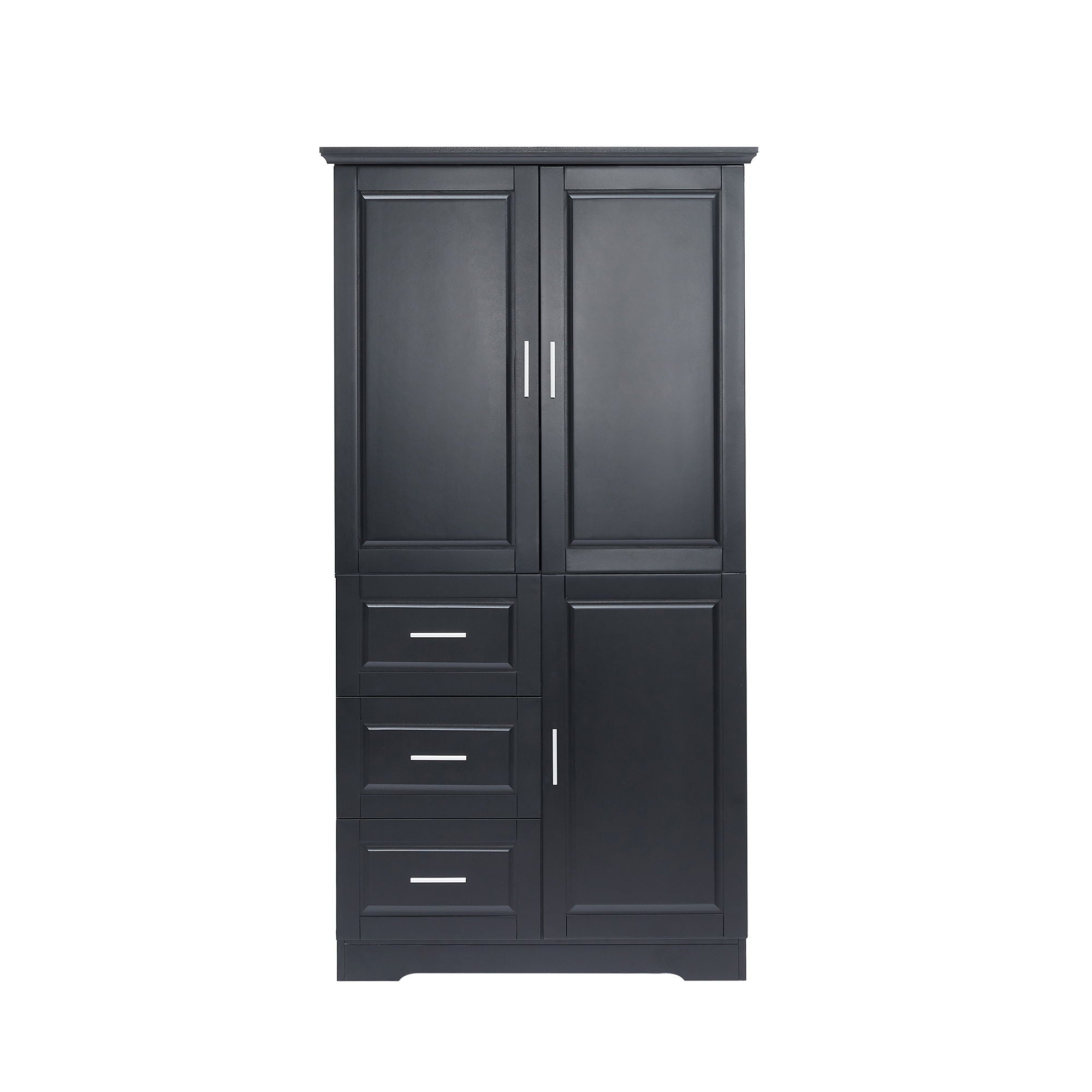 Tall And Wide Storage Cabinet With Doors, 3 Drawers