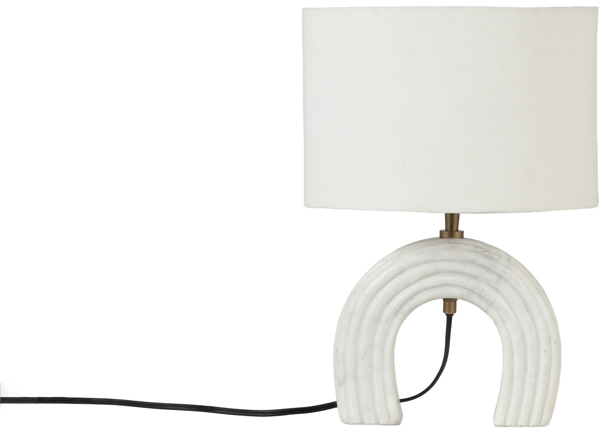 Lithos - Genuine Marble Base And Linen Textured Fabric Shade Table Lamp