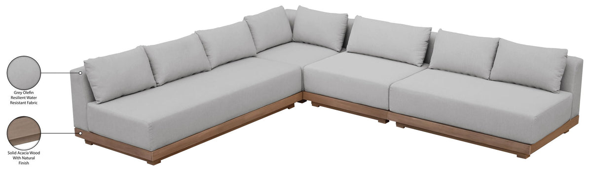 Solace - Olefin Performance Fabric 4 Piece Outdoor Patio Modular Sectional