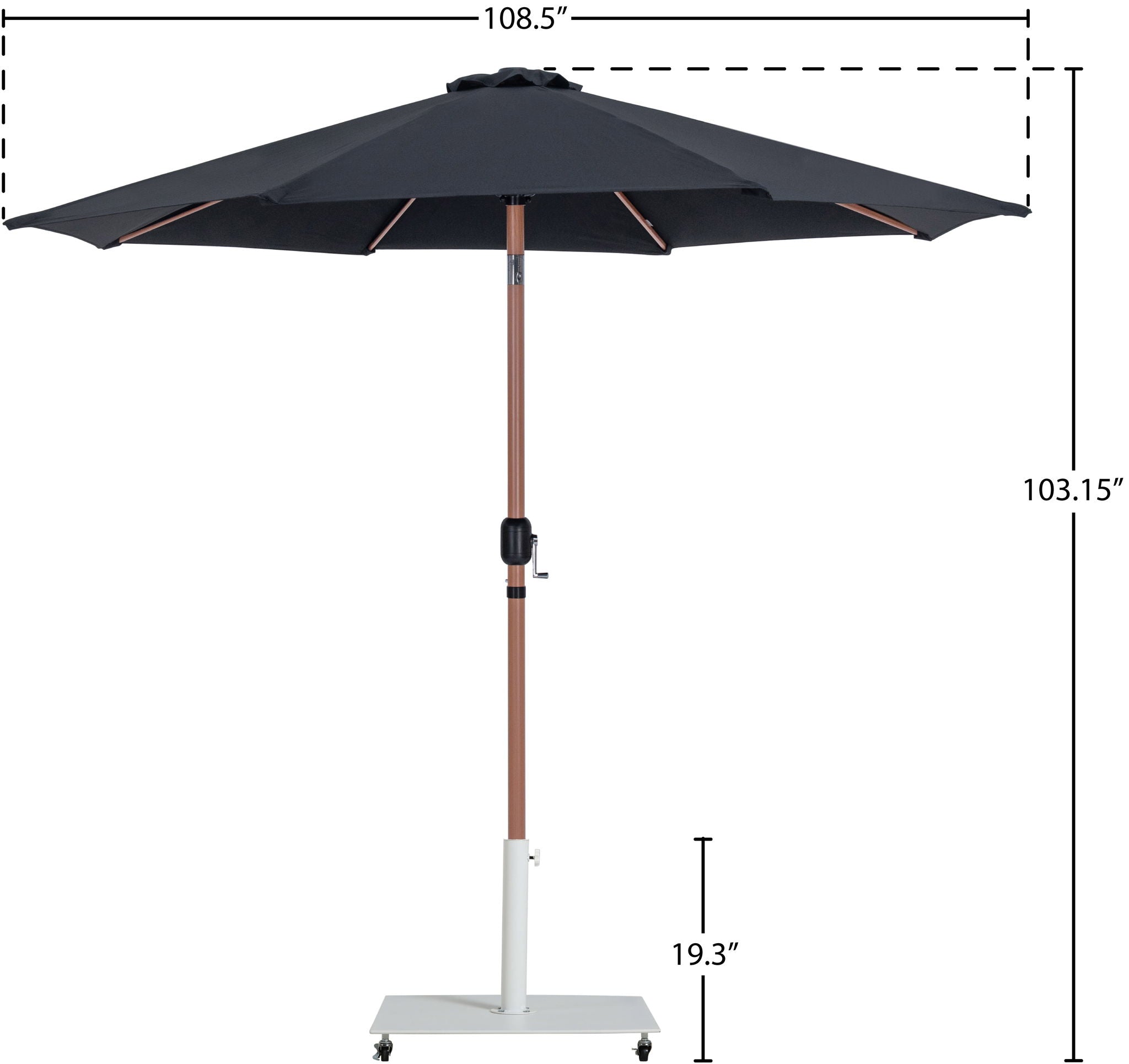Fiji - Aluminum Patio Umbrella With Square White And Teak Base