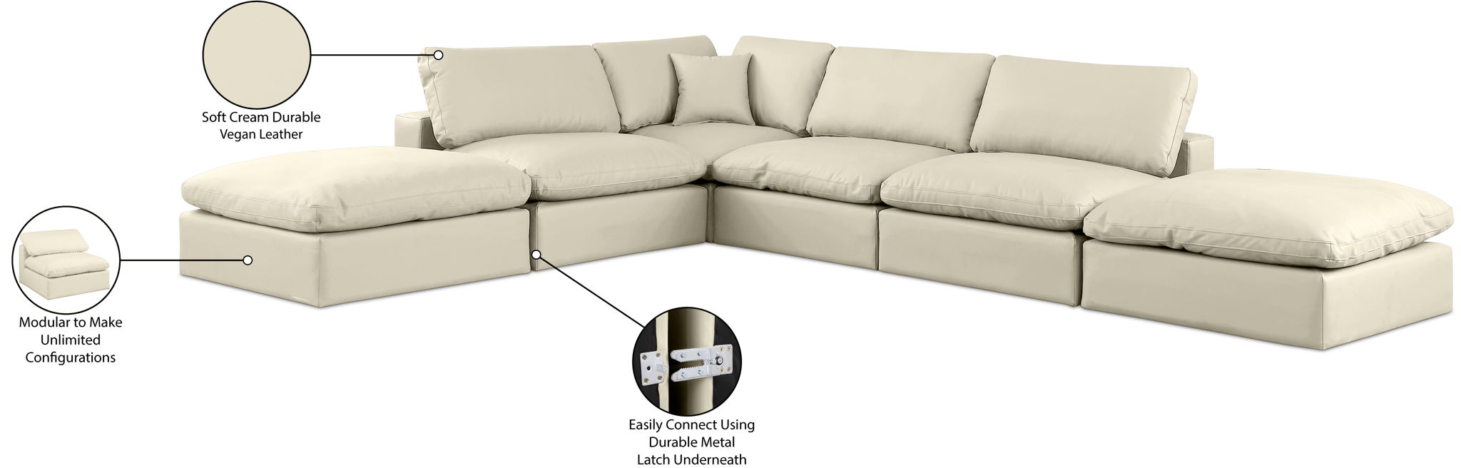 Comfy - 6 Piece Faux Leather Modular Sectional