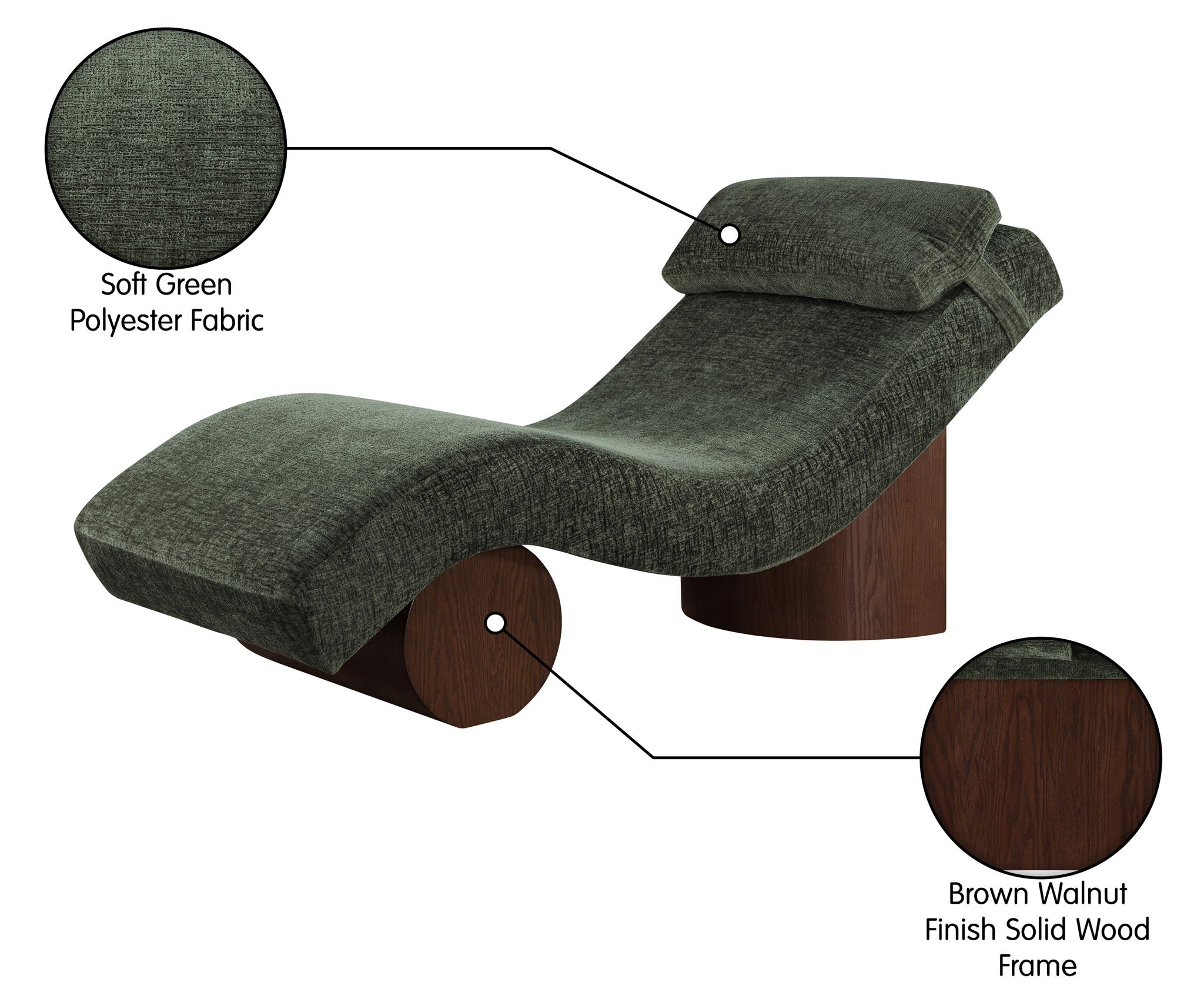 Marcella - Chaise Lounge - Walnut Base