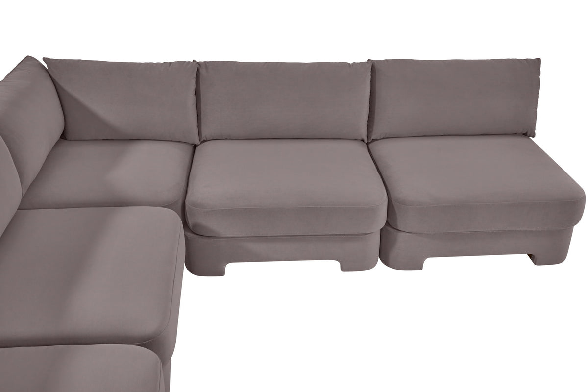 Hammond - Velvet Performance Fabric Upholstered 5 Piece Armless Sectional