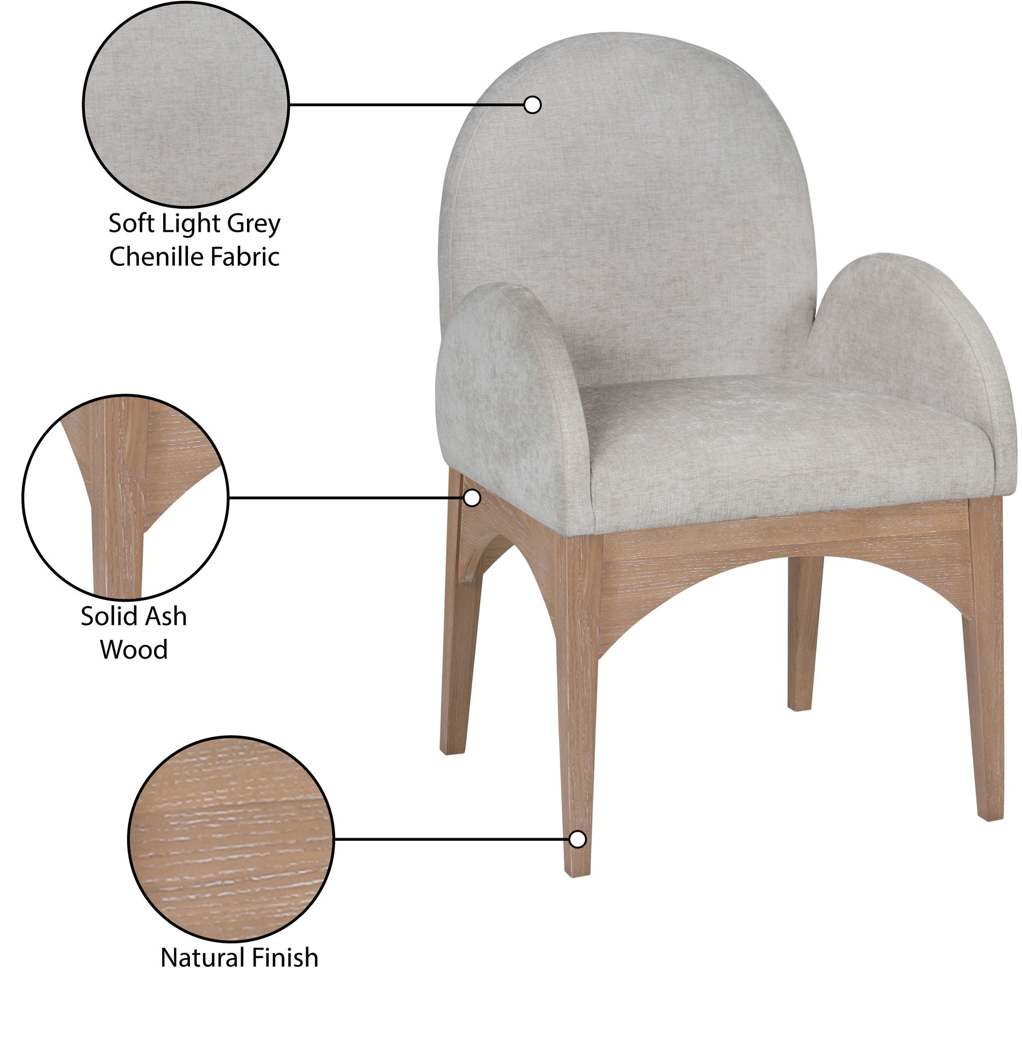 Waldorf - Chenille Dining Arm Chair With Natural Legs