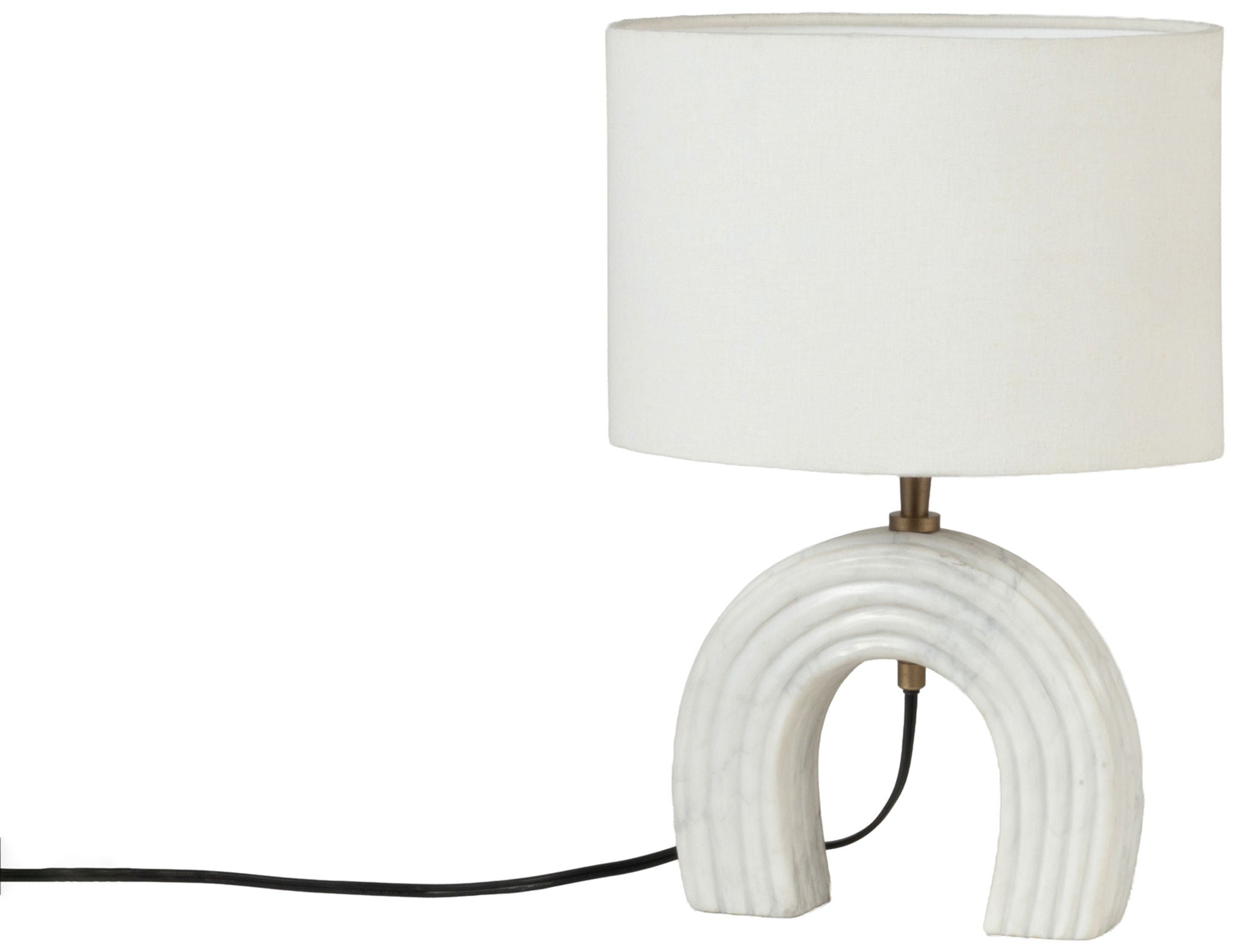 Lithos - Genuine Marble Base And Linen Textured Fabric Shade Table Lamp