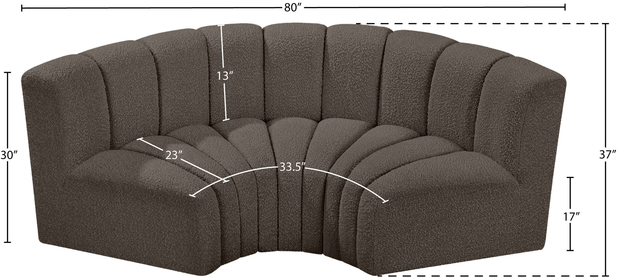 Arc - Boucle Fabric 3 Piece Modular U-Shaped Sofa
