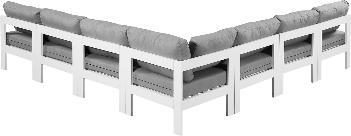 Nizuc - Outdoor Patio 7 Piece Modular Sectional With White Frame