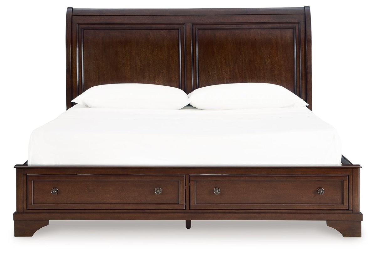Trellington - King Sleigh Storage Bed - Brown