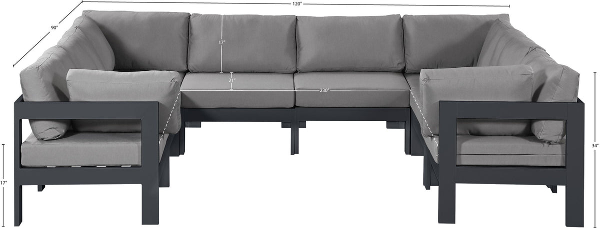 Nizuc - Outdoor Patio 8 Piece Modular Sectional With Gray Frame