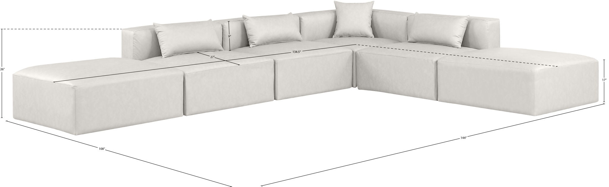 Cube - 6 Piece Modular Corner Armless Sectional