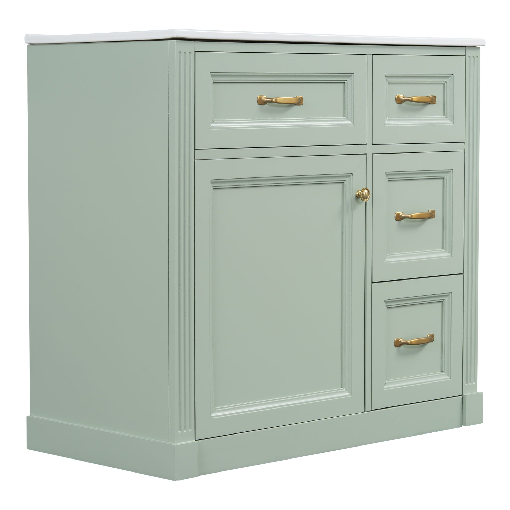 Modern Bathroom Vanity With Sink, 4 Drawers, Soft-Close Door, Adjustable Shelf