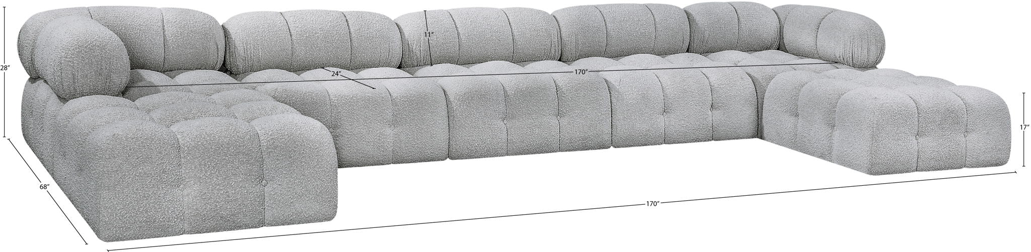 Ames - 7 Piece Fabric Modular U-Shaped Sectional