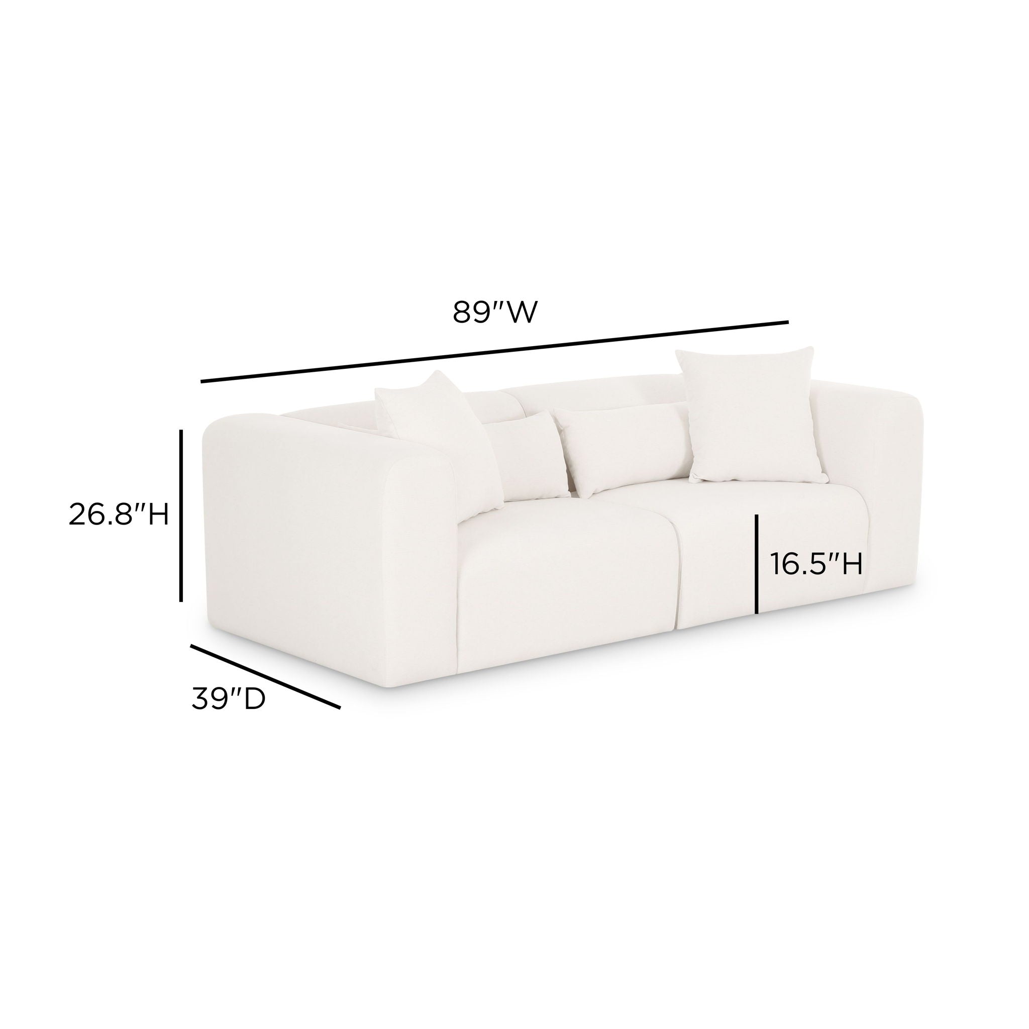 Tarra - Chenille Modular Loveseat - Cream