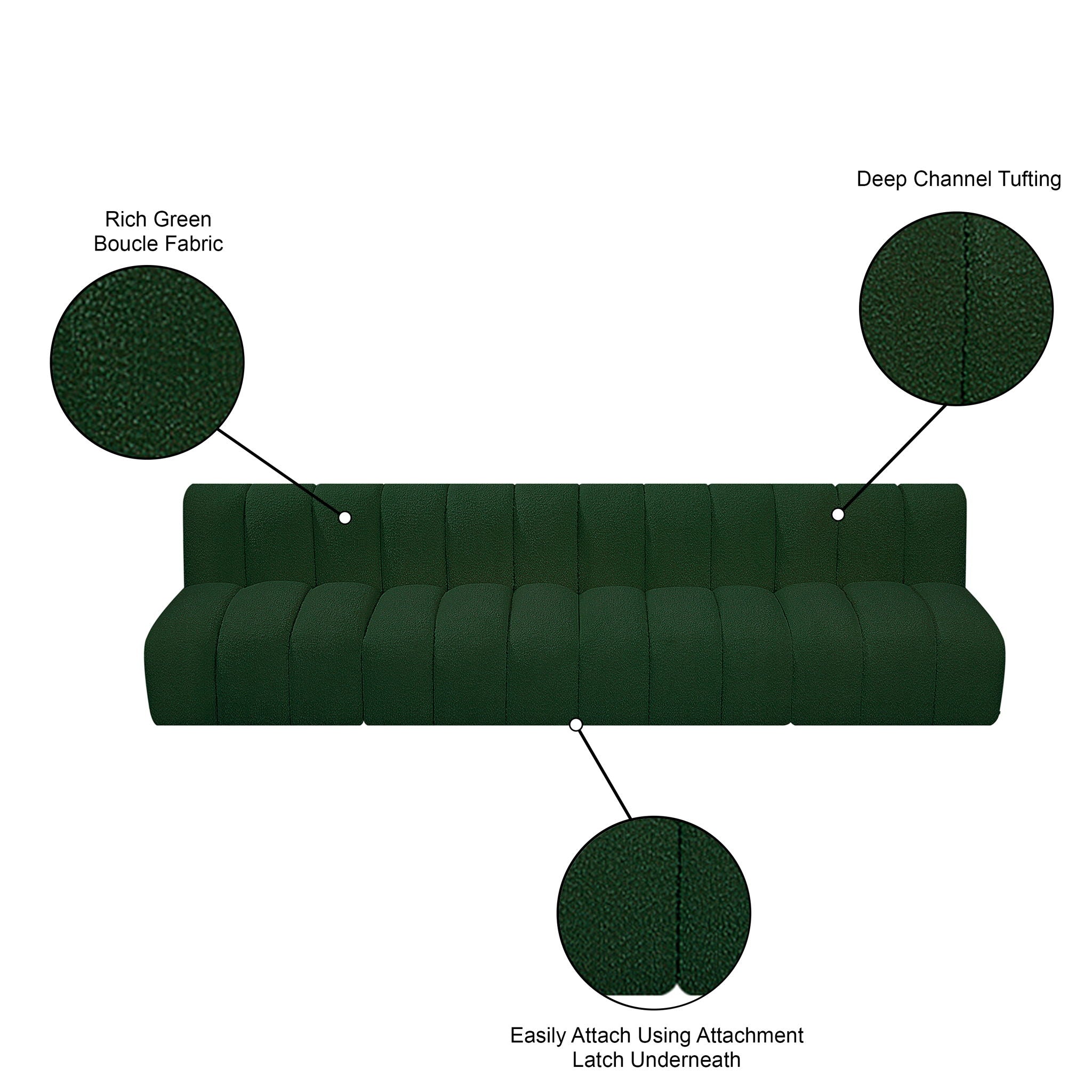 Arc - Boucle Fabric 4 Seats Modular Sofa