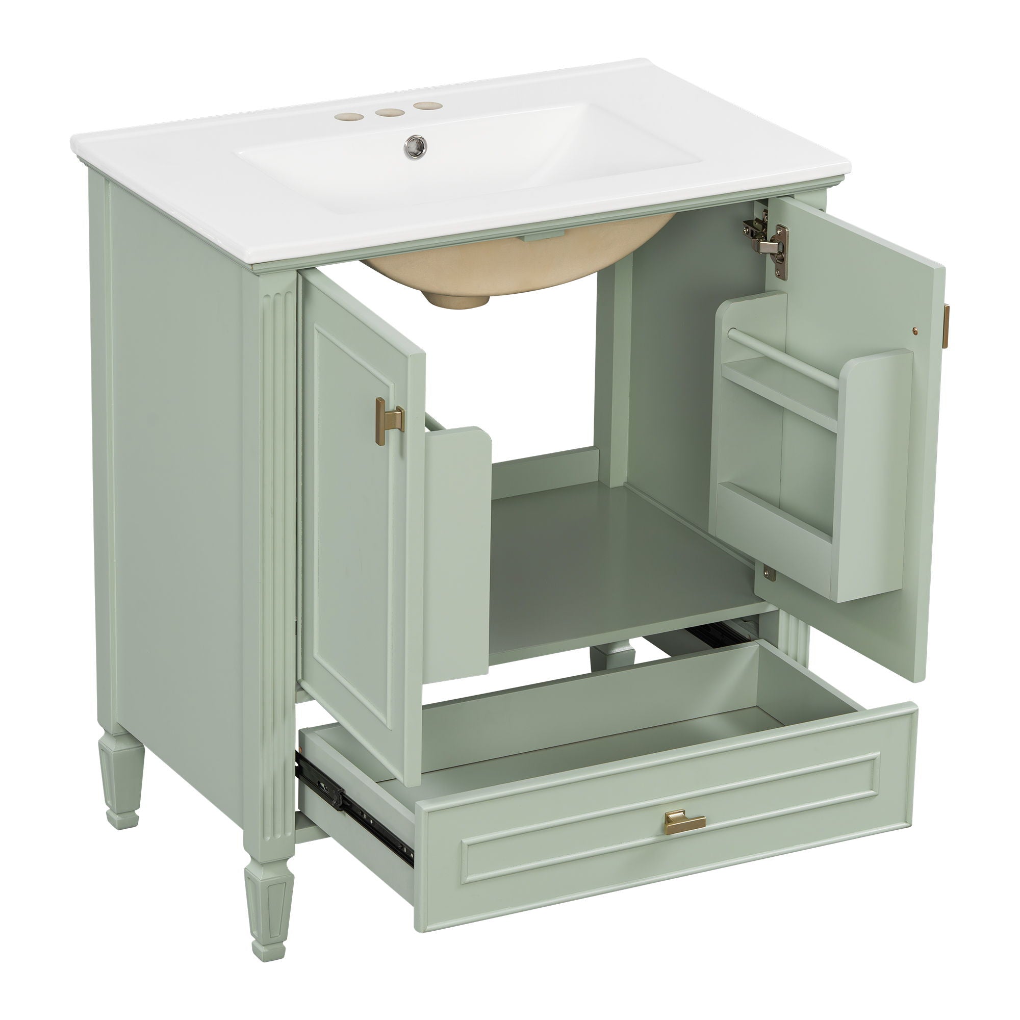 Freestanding Vanity With 1 Drawer & 2 Soft Close Doors With Door Mounted Storage