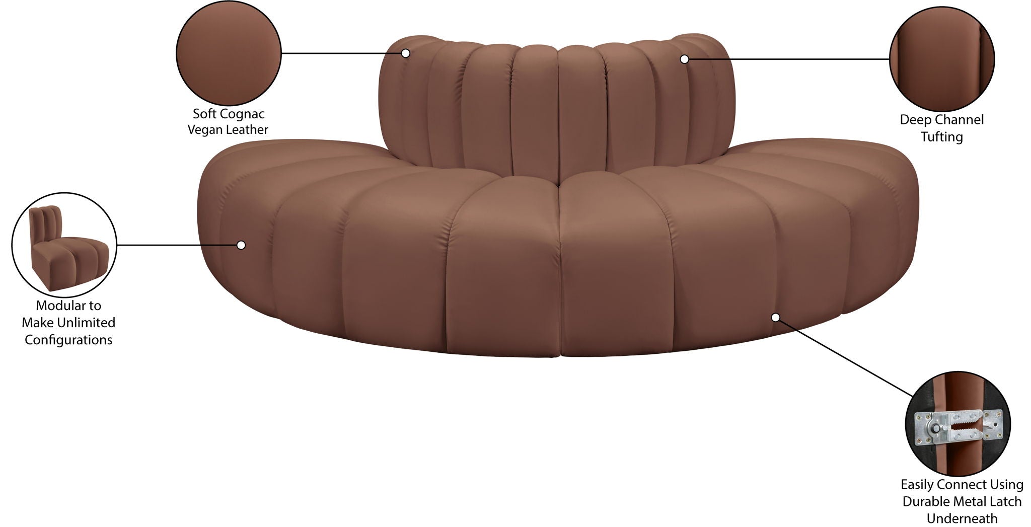 Arc - Faux Leather 4 Piece Modular Sofa