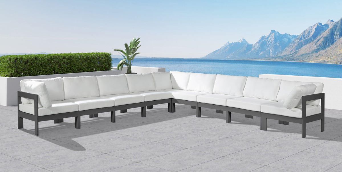 Nizuc - Outdoor Patio 9 Piece Modular Sectional With Gray Frame