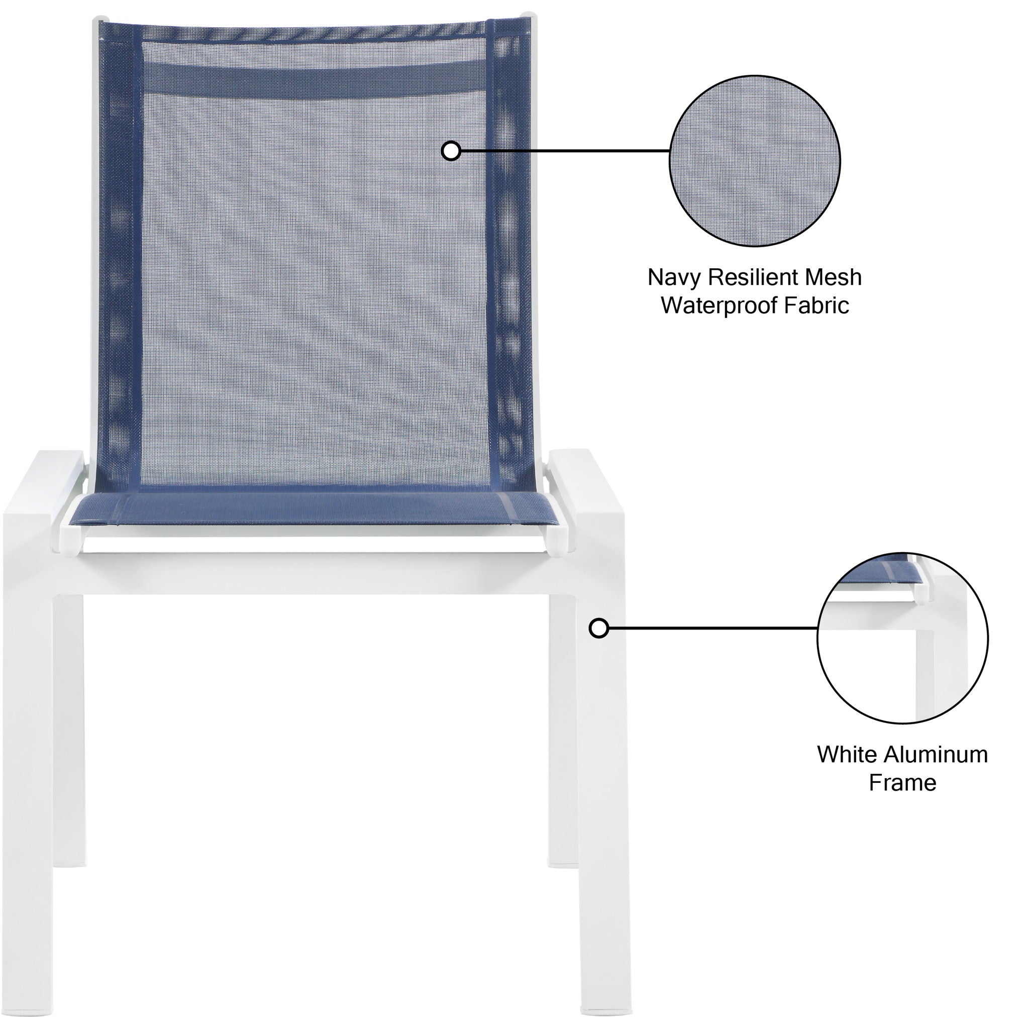 Nizuc - Outdoor Patio Dining Chair With White Frame (Set of 2)
