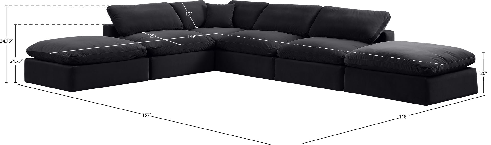 Comfy - 6 Piece Velvet Modular Sectional
