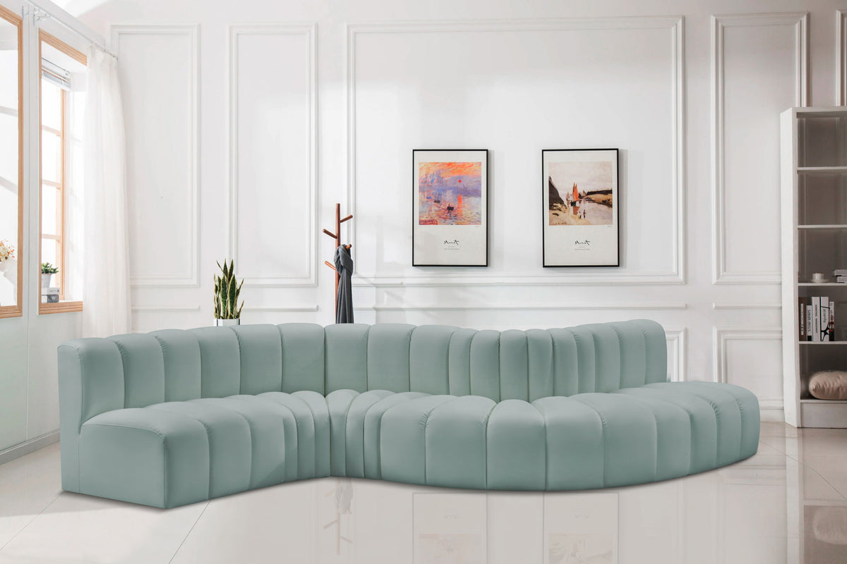 Arc - Faux Leather 6 Piece Curved Modular Sofa