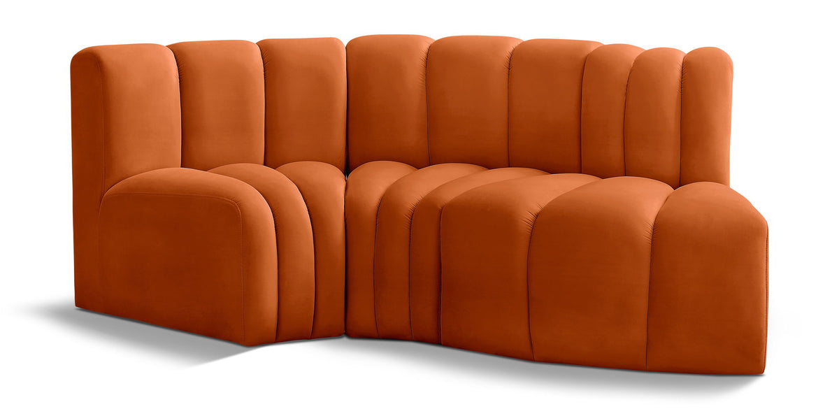 Arc - Velvet 3 Piece Modular L-Shaped Sofa
