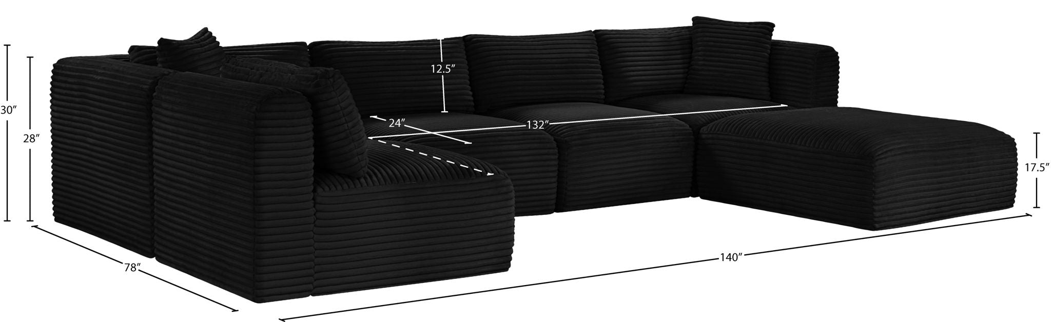 Shaggy - 6 Piece Modular U-Shaped Sectional