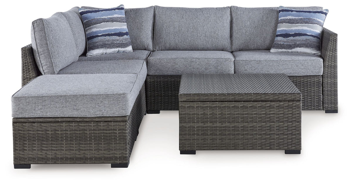 Petal Road - Loveseat Sectional, Ottoman, Table Set (Set of 4) - Gray