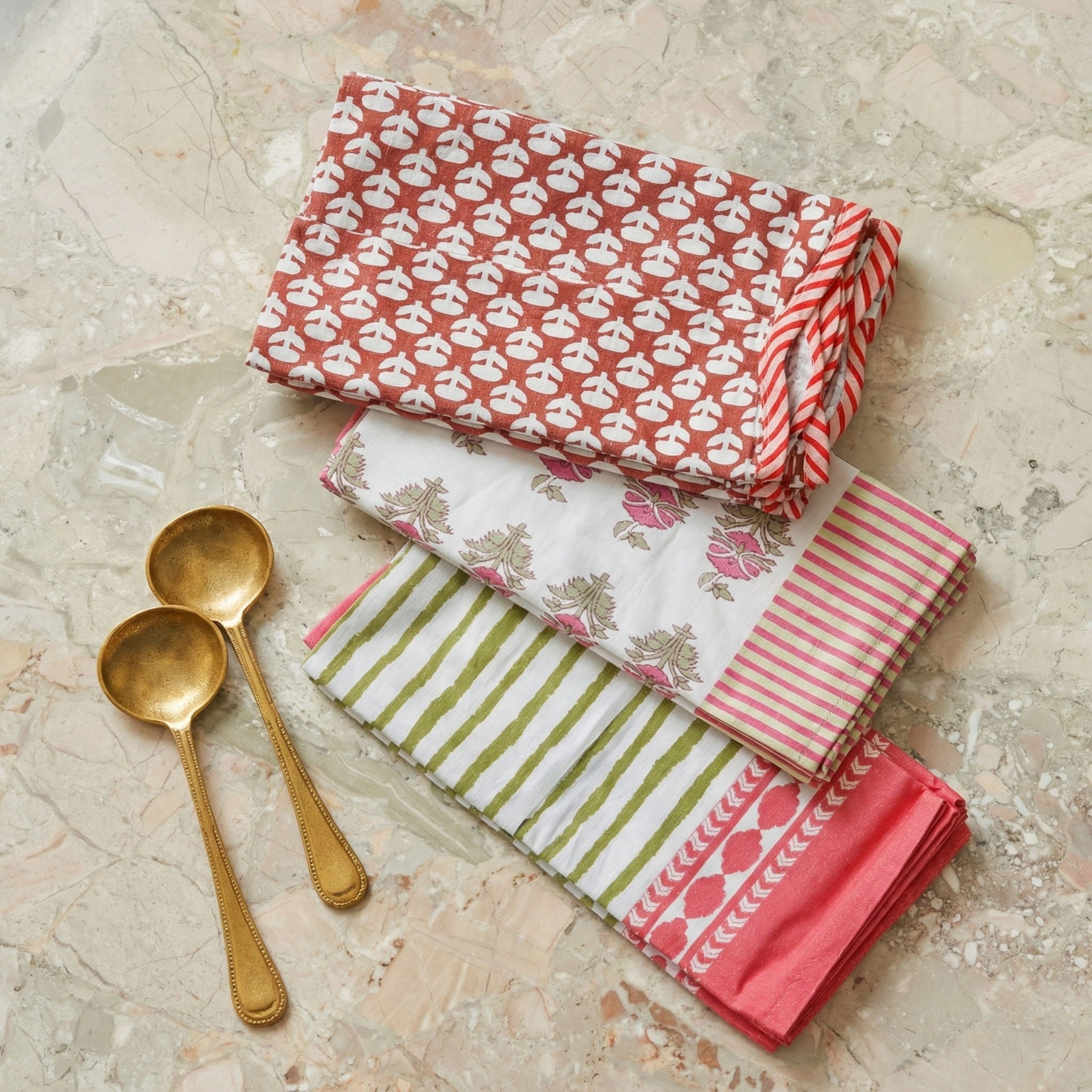 Crissy - Cotton Canvas Printed Napkins (Set of 4) - Rust Vintage Floral