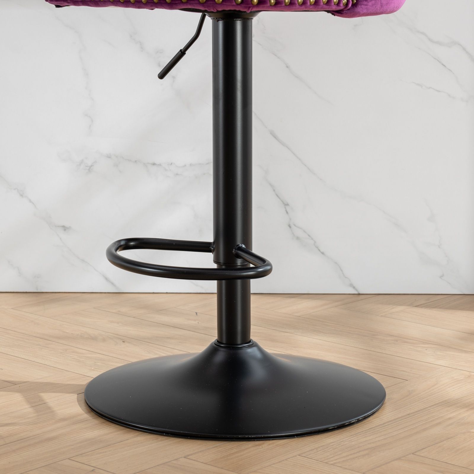 Swivel Barstools Adjusatble Seat Height, Modern Upholstered Bar Stools With Backs Comfortable Tufted For Home Pub And Kitchen Island (Set of 2)