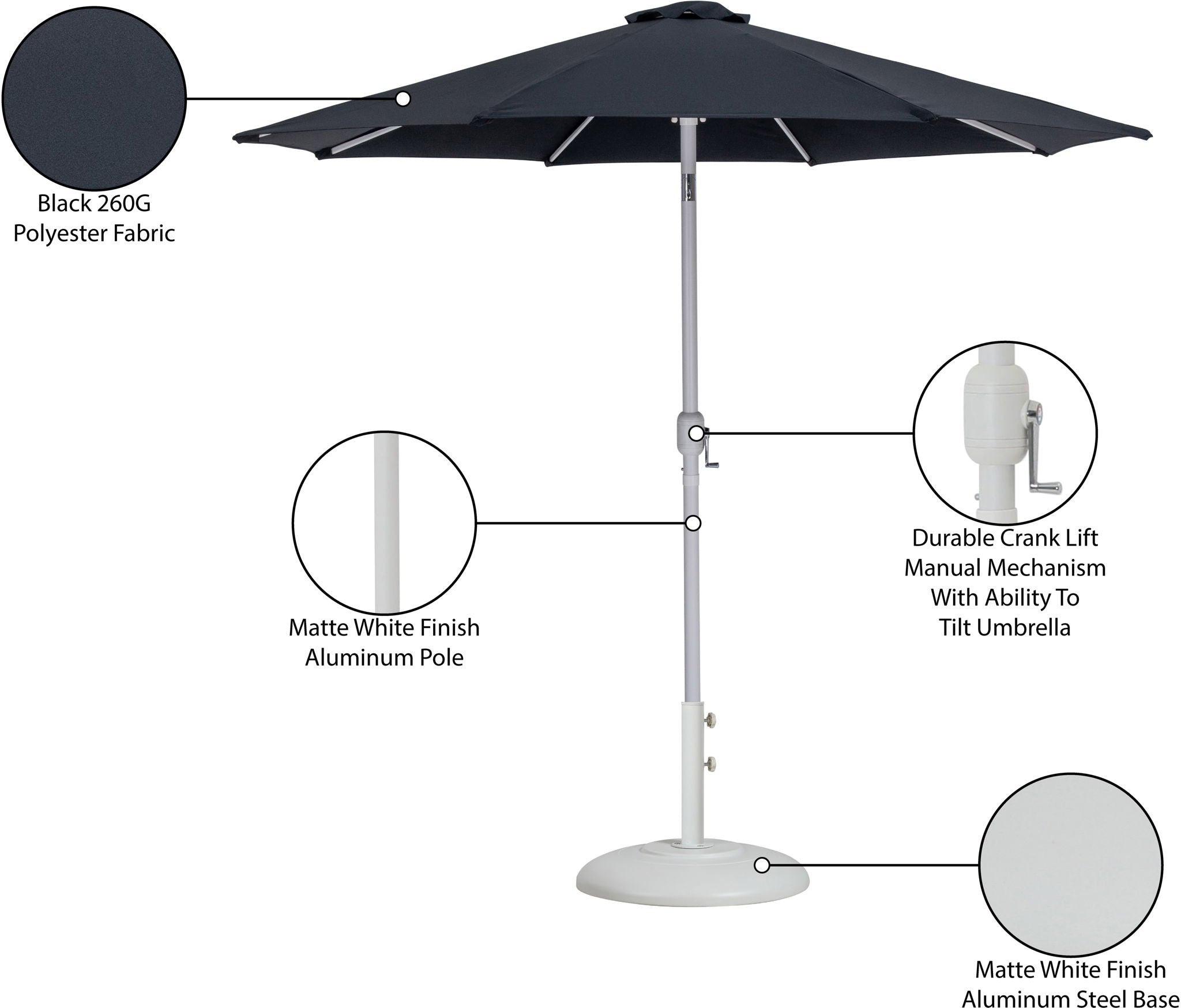 Fiji - Aluminum Patio Umbrella With Round White Base