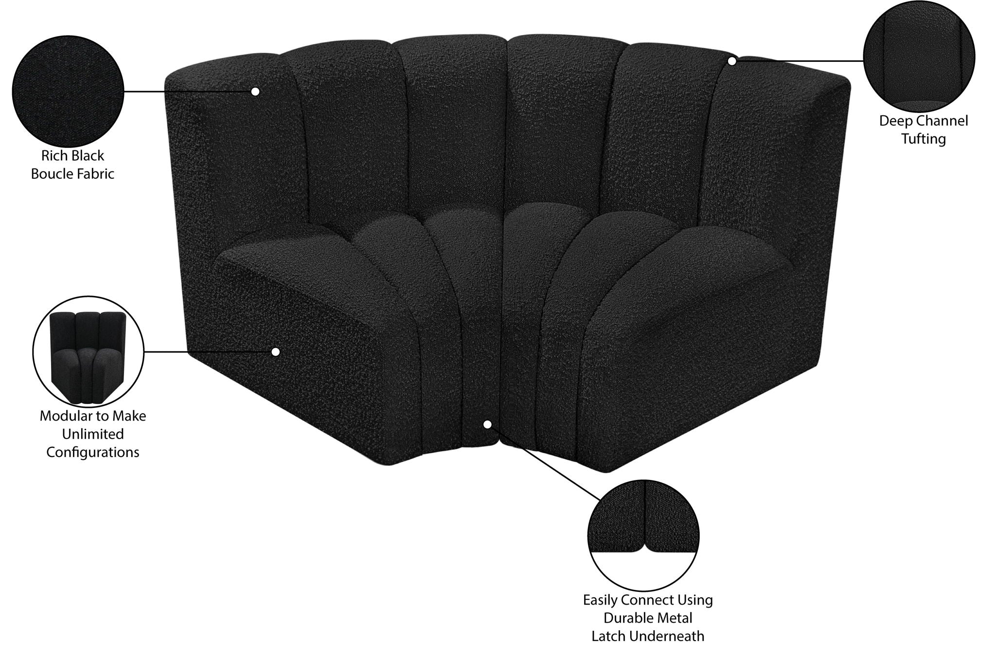Arc - Boucle Fabric 2 Piece Modular Sofa