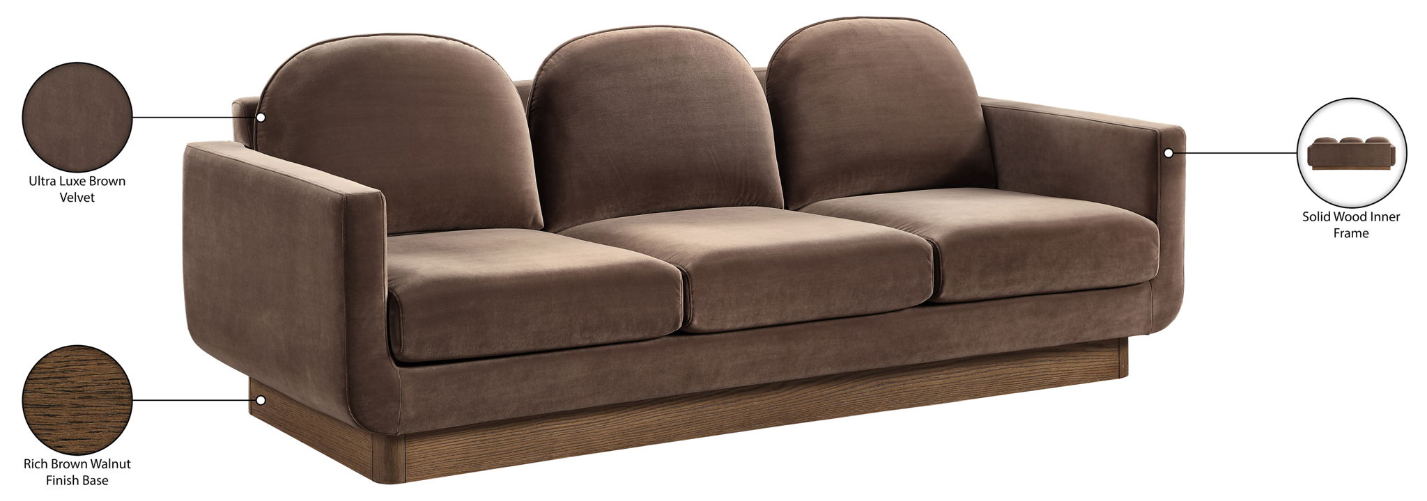 Diviento - Velvet Performance Fabric Upholstered Sofa