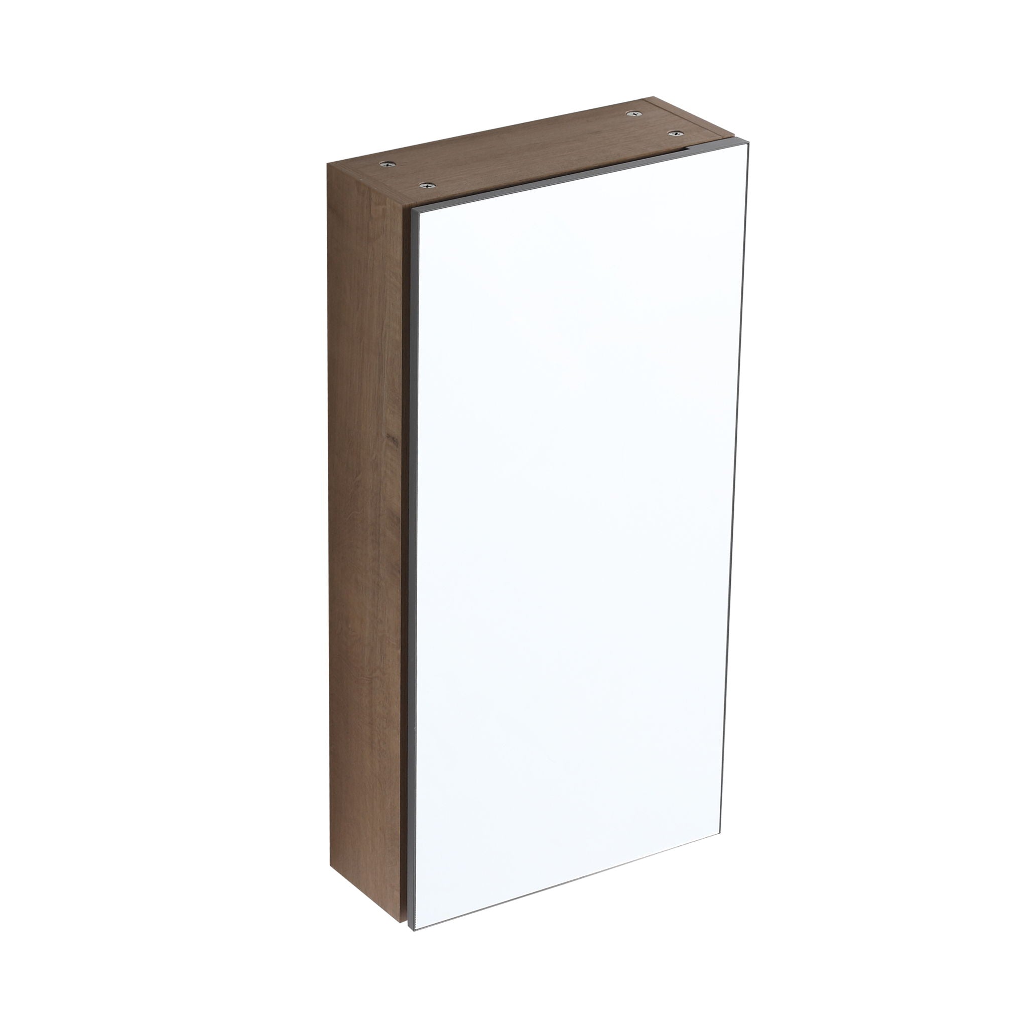 14" Bathroom Mirror Cabinet With Adjustable Shelves, Wall Mounted Medicine Storage Cabinet Frame With Soft Closing Hinges - Imitative Oak
