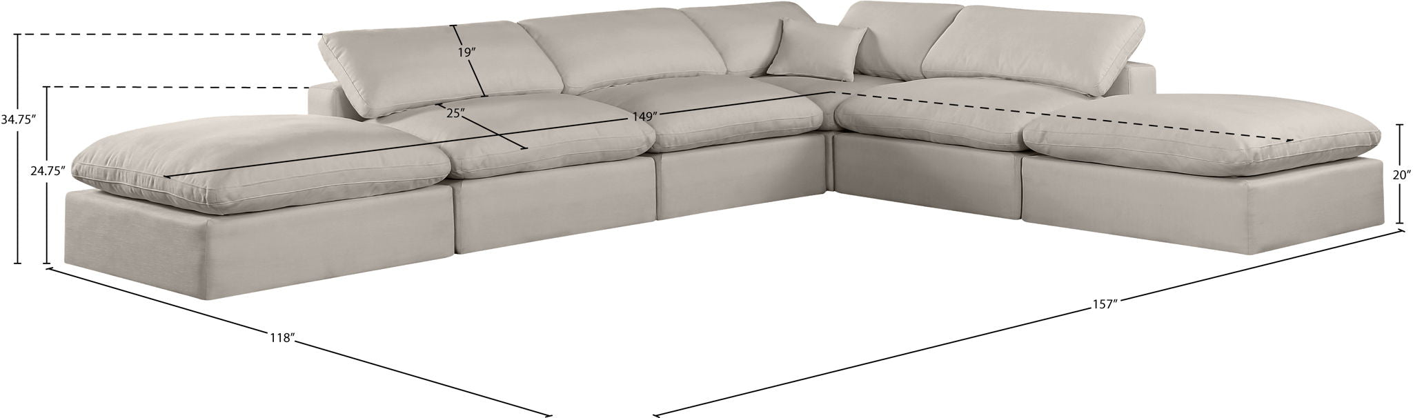 Comfy - 6 Piece Linen Modular Sectional